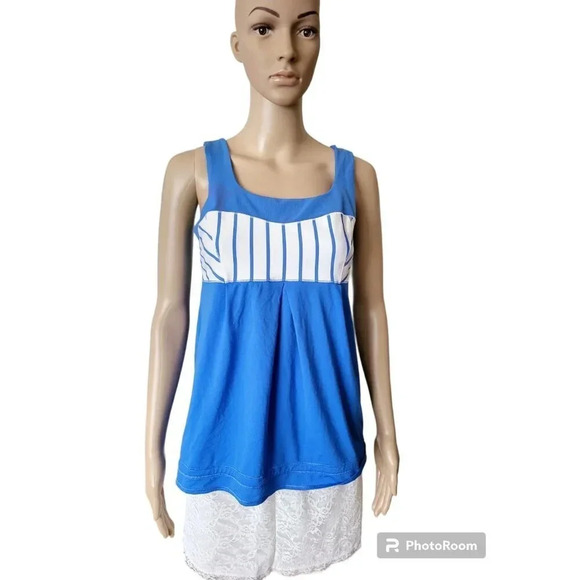 Lululemon Blue and White Elevate Tank Women's Size 8 - Picture 1 of 4